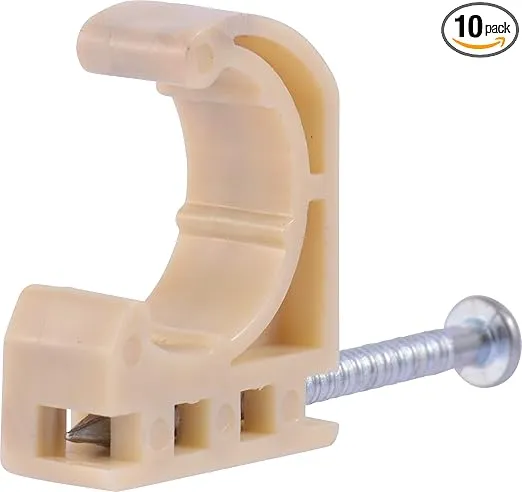 HoldRite 1/2 Inch Half S-Nail Clamp, 10 Pack, Pipe Support, PEX, Copper, CPVC, 191Z10