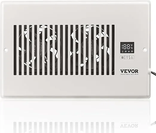 VEVOR Register Booster Fan, Quiet Vent Booster Fan Fits 6” x 10” Register Holes, with Remote Control and Thermostat Control, Adjustable Speed for Heating Cooling Smart Vent, White