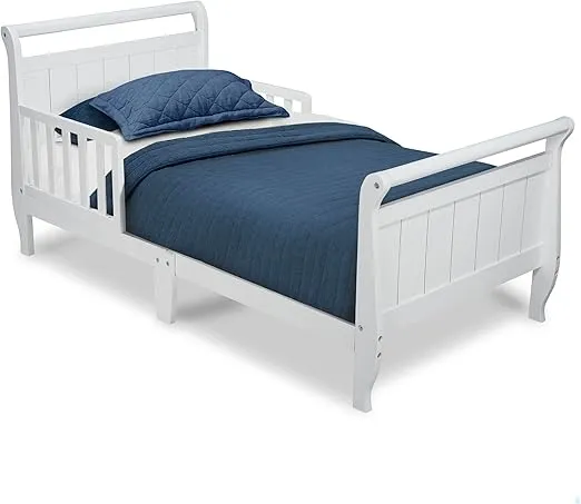 Delta Children Wood Toddler Bed Sleigh, Crib, White