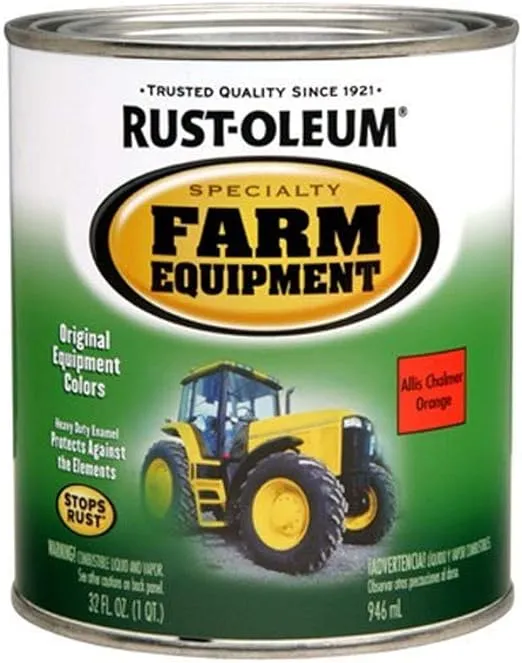 Rust-Oleum 7458502 Specialty Farm Equipment Brush On Paint, Quart, Allis Chalmers Orange