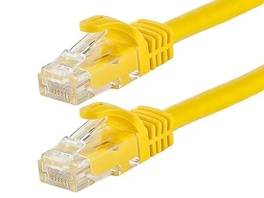 Monoprice Cat6 1ft Yellow Patch Cable UTP 24AWG 550MHz Pure Bare Copper Snagless RJ45 Flexboot Series Ethernet Cable- Pack of 1