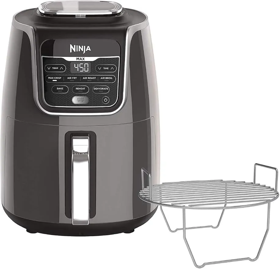 Ninja AF161 Max XL Air Fryer that Cooks, Crisps, Roasts, Bakes, Reheats and Dehydrates, with 5.5 Quart Capacity, and a High Gloss Finish, Grey