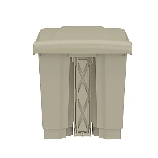 Safco Step-On Indoor Plastic Trash Can, Hands-Free Disposal, 8 Gallon, Tan