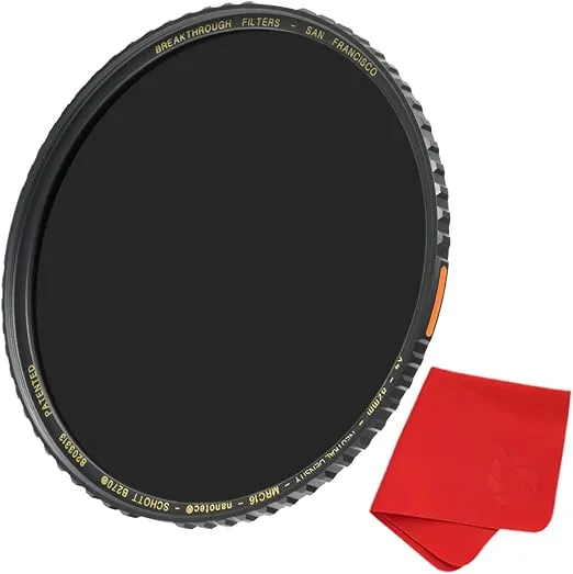 Breakthrough Photography 72mm X4 6-Stop ND Filter for Camera Lenses, Neutral Density Professional Photography Filter with Lens Cloth, MRC16, Schott B270 Glass, Nanotec, Ultra-Slim, Weather-Sealed