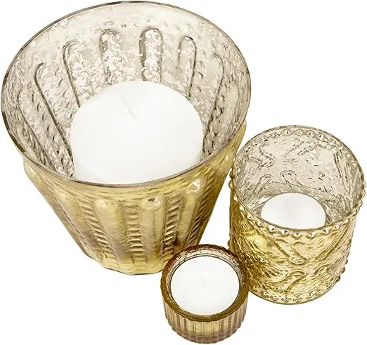 Koyal Wholesale Mismatched Votive Candle Holders Mega Set of 12 (Gold)