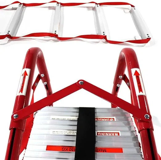 Fire Escape Ladder, 2 Story Emergency Portable Safety Ladder for Adults & Kids with Anti-Slip Rungs and Wide Steps V Center Suitable for Windows and Balcony|15-Foot