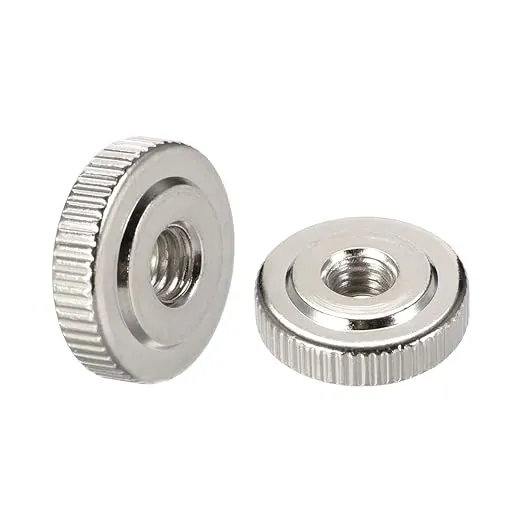 uxcell Round Knurled Thumb Nuts Conector Lock Adjusting Nuts, M6 Female Threaded Thin Type, Nickel Plated, Pack of 20