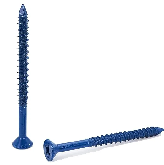 CONFAST 1/4" x 3-1/4" Blue Flat Phillips Concrete Screw Anchor with Drill Bit for Anchoring to Masonry, Block or Brick (100 per Box)