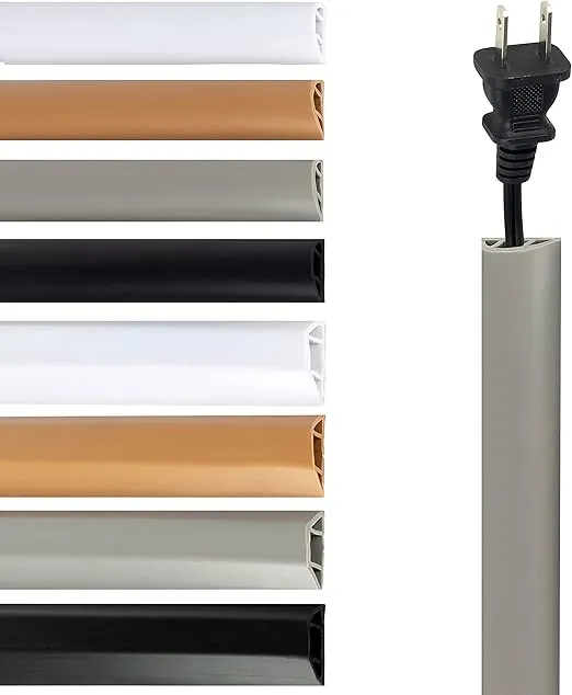 Rubber Bond TV Cord Hider Cable Protector - Strong Self Adhesive Wall Cord Cover Cable Hider - Low Profile Cable Management Wall Cord Concealer Cable Raceway - Grey - Thin Cord - 4 Feet