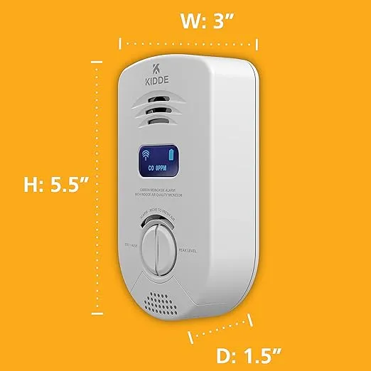 Kidde Smart Carbon Monoxide Detector & Indoor Air Quality Monitor, Plug In Wall, WiFi, Alexa Compatible Device, Voice & App Alerts