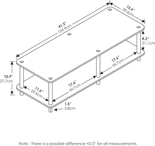 Furinno Just No Tools Wide Light Cherry Television Stand with Black Tube