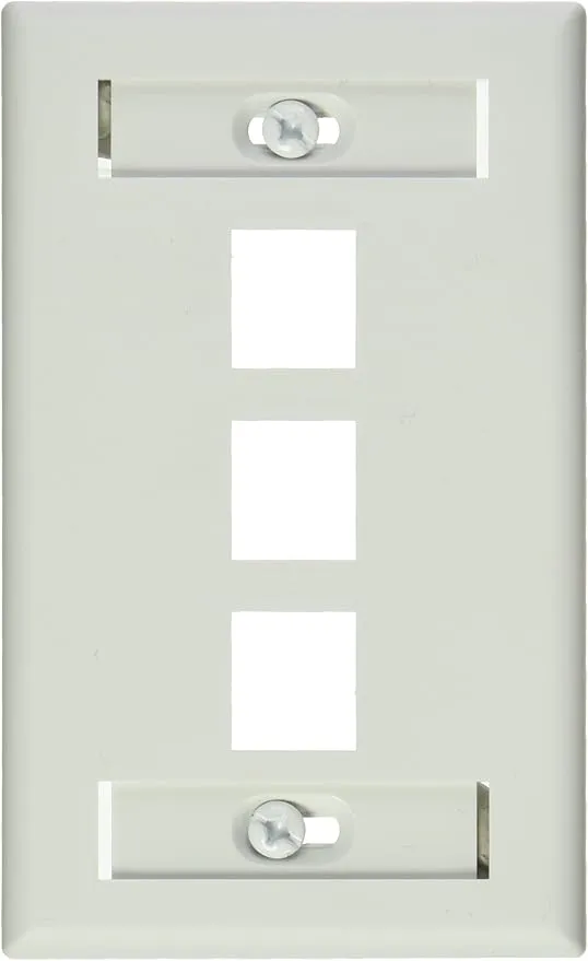 Leviton 42080-3WS QuickPort Wallplate w/ID Window, Single Gang, 3-Port, White