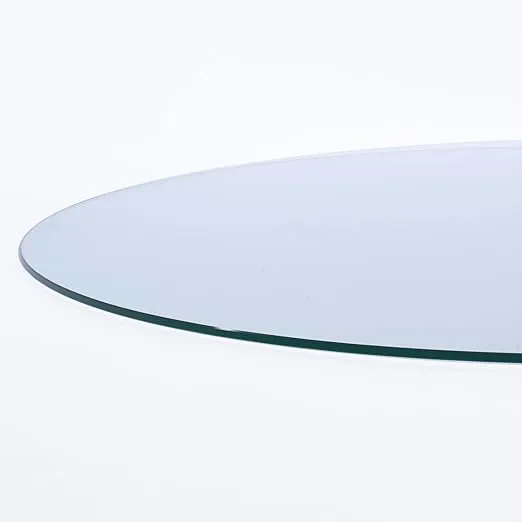 24" Inch Round 1/2" Thick Clear Glass Table Top with flat polished Edge and Tempered Glass, Replacement Glass Table Top, Great for dining tables, end tables, and outdoor patio table tops or table