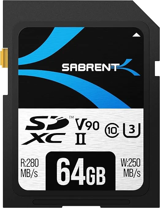 SABRENT Rocket v90 64GB SD UHS-II Memory Card R280MB/s W250MB/s (SD-TL90-64GB)