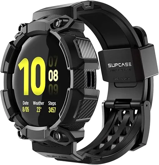 SUPCASE [Unicorn Beetle Pro] Series Case for Galaxy Watch Active 2, Rugged Protective Case with Strap Bands for Galaxy Watch Active 2 [44mm] 2019 Release (Black)