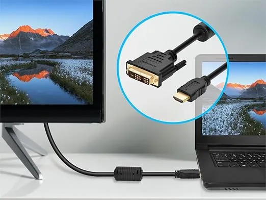 Monoprice 6ft 28AWG High Speed HDMI to DVI Adapter Cable w / Ferrite Cores - Black