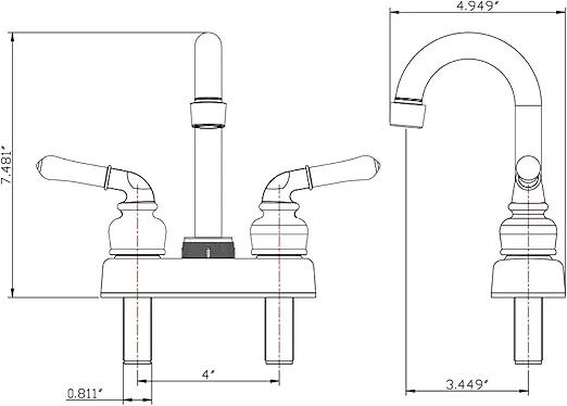 Dura Faucet (DF-PB150C-SN RV Swivel Bar Faucet with Classical Levers - 6-inch Spout (Brushed Satin Nickel)