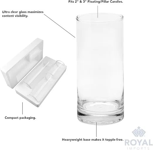 Royal Imports Glass Cylinder Flower Centerpiece Vases Set of 3 - Hurricane Candle Holder for Pillar, Floating, Tealights - Use for Floral, Wedding Table, Home Decor, Party, Holiday
