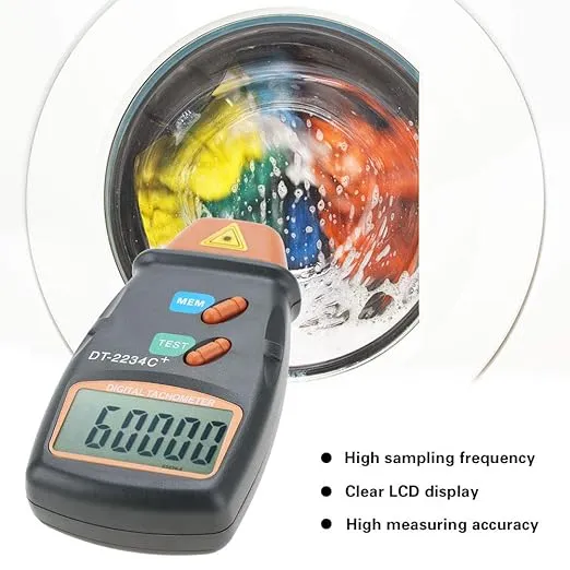 Tachometer RPM Tester,Photo Laser Tachometer Handheld LCD Tester Speed Gun Mph,Digital Tachometer, Small Engine DT-2234C+ Non-Contact LCD Photo Mini RPM Tester Meter