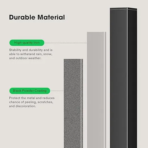 VIVOSUN Outdoor Handrail, 4 Step Stair Handrail, 54" x 36" Fits 1 to 4 Steps, Wrought Mattle Iron Handrail for Concrete Steps, Porch Steps, One-Step Assembly, Black