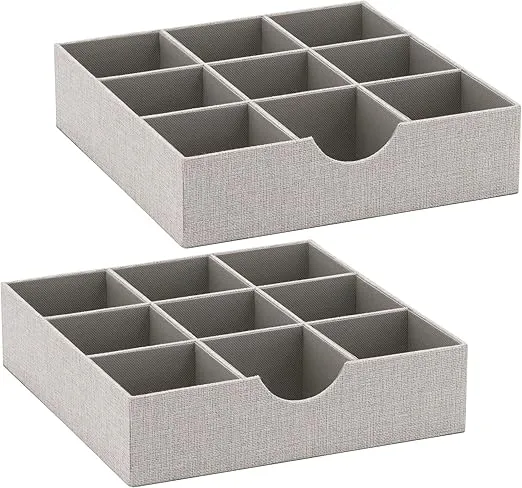 Household Essentials Drawer Organizer Tray 2 Pack, Gray, Silver