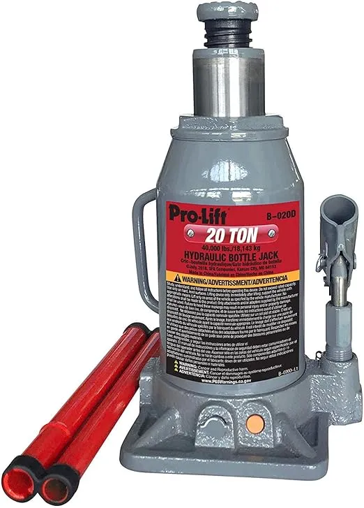 Pro-Lift B-020D Grey Hydraulic Bottle Jack - 20 Ton Capacity