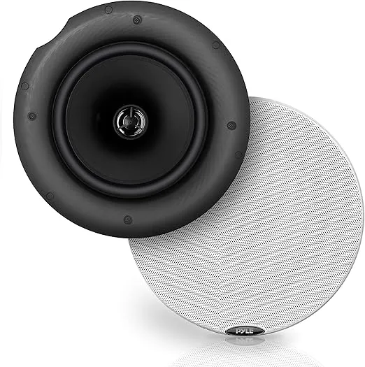 Pyle Pair 6.5” Bluetooth Universal Flush Mount in-Wall in-Ceiling 2-Way Speaker System Dual Polypropylene Cone & Polymer Tweeter Stereo Sound 300 Watts (PDICBT67), Black