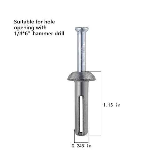 1/4x1"Hammer Drive Nail in Anchor (100 per Box) Cement hammering Anchors