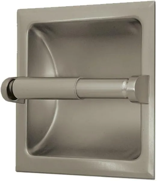 Gatco 780, Recessed Toilet Paper Holder, Satin Nickel / Wall Mounted 6.25" x 6.25" Recessed Spring Loaded Toilet Paper Holder for Bathroom