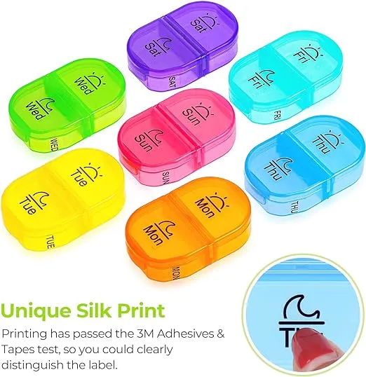 AUVON Pill Box 2 Times a Day, Weekly Pill Organizer AM PM with 7 Daily Pocket Case to Hold Vitamin, Medicine, Medication, and Supplement