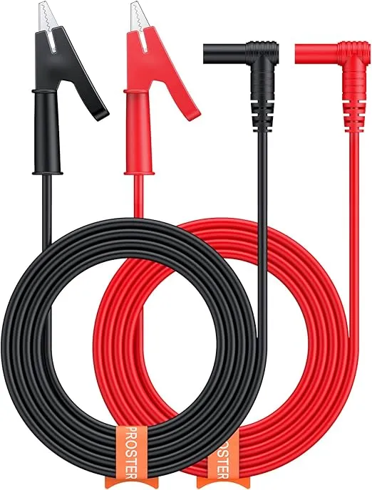Proster 4mm Banana Plug to Alligator Clip - 15A 1000V Pure Copper Flexible Electrical Test Cable One Meter for Multimeter Electrical Clamp Meter Testing