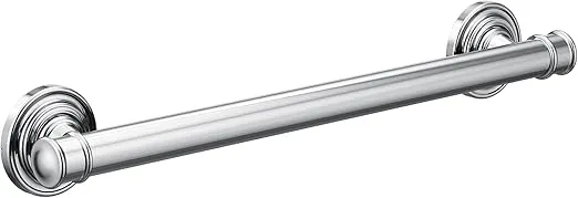 Moen YG6418CH Bathroom Safety 18-Inch Stainless Steel Traditional Bathroom Grab Bar, Chrome