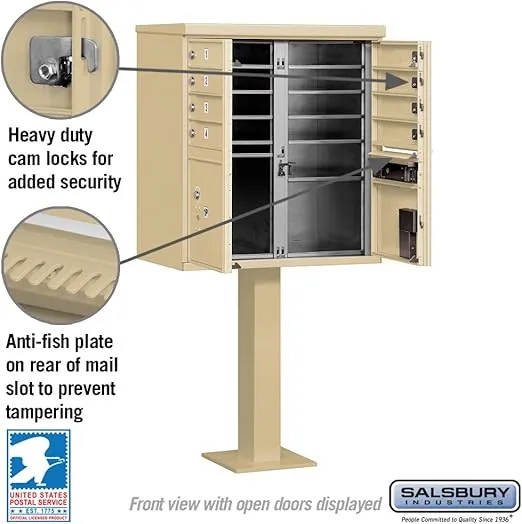 Salsbury Industries 3308SAN-U 8 A Size Doors, United States Postal Access Type I Cluster Box Unit, Sandstone