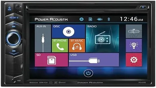 Power Acoustik PD-624B 6.2" Double-DIN in-Dash LCD Touchscreen DVD Receiver with Bluetooth