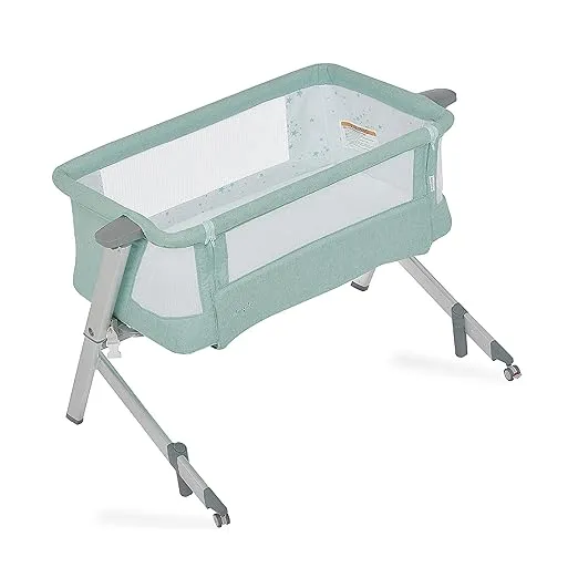 Dream On Me Skylar Bassinet and Bedside Sleeper in Mint, Lightweight and Portable Baby Bassinet, Five Position Adjustable Height, Easy to Fold and Carry Travel Bassinet, JPMA Certified