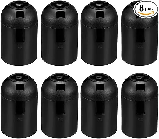 uxcell Lamp Socket, 0-250V E27 58x37mm LED Bulb Light Holder for Floor Desk Table Lights, Plastic, Black Pack of 8
