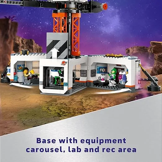 LEGO City Space Base and Rocket Launchpad, Planet Exploration Toy, Building Kit for Creative Role Play, Rocket Ship Toy for Kids Ages 8 Plus, 6 Minifigures, Robot and 2 Alien Action Figures, 60434