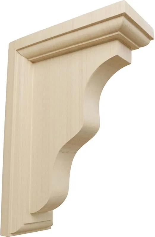 Ekena Millwork BKT02X05X07HARW Hamilton Traditional Wood Brackets, 2 1/4"W x 5"D x 7"H , Rubberwood