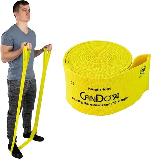 CanDo Multi-Grip 6 Foot Exercise Resistance Band with Hand/Foot Loops for Total Body Workouts, Training, Rehab, Stretching and Therapy