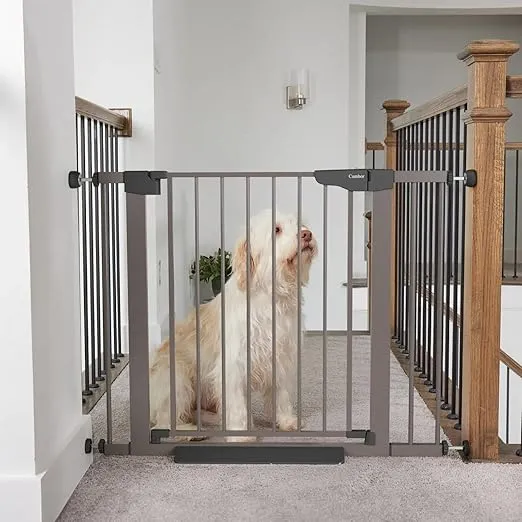 Cumbor 29.7-40.6" Baby Gate for Stairs, Mom's Choice Awards Winner-Dog Gate for Doorways, Pressure Mounted Self Closing Pet Gates for Dogs Indoor, Durable Safety Child Gate with Easy Walk Thru Door