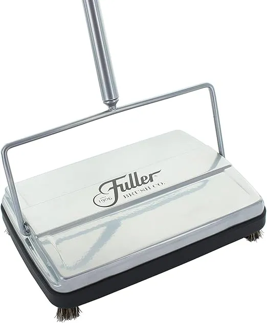 Fuller Brush 17034 Carpet & Floor Sweeper- Mini Stick Cleaner for Hardwood Surfaces, Wood Floors, Laminate Tile - Small & Portable - Cleans Dust Pet Hair - Electrostatic & Silent - Silver