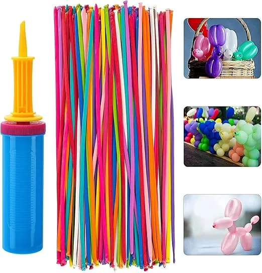 100 Pcs Latex Twisting Balloons - 260 N Balloons Kit for Balloon Animals with Pump, Professional Long Balloons to Make Animal for Christmas Birthday Gifts Party Clowns Wedding Decorations