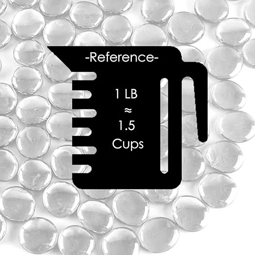 CYS EXCEL X-Large 1.1"-1.35" Clear Glass Flat Gemstone Vase Fillers (1 LB) Multiple Color Choices Marble Beads Aquarium Rocks Floral Supplies Stones Decorative Mosaic Gem Pebbles (Approx. 28-35 PCS)