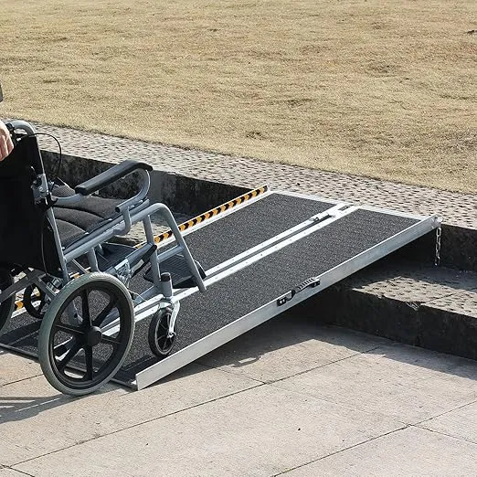 VEVOR Portable Wheelchair Ramp 5FT, Non-Slip Aluminum Folding Handicap Ramp, Door Threshold Ramps for Wheelchair for Home,Wheel Chair Ramp Steps, Cars, Scooter, Cart, Curbs, Stairs