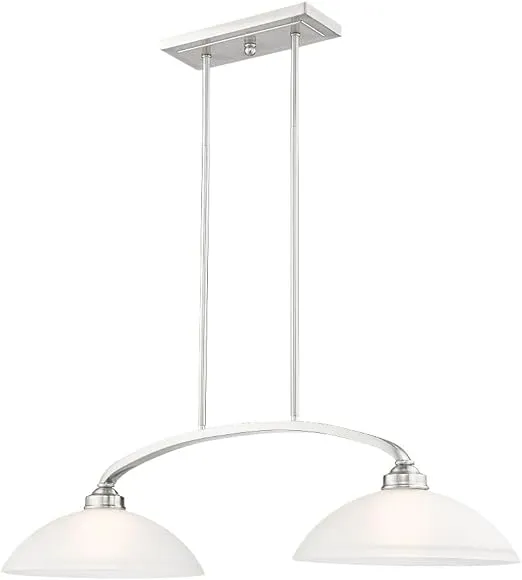 Livex Lighting 4222-91 Transitional Two Light Billiard/Island from Somerset Collection in Pwt, Nckl, B/S, Slvr. Finish, 34.00 inches, 10.00x34.00x13.00, Brushed Nickel