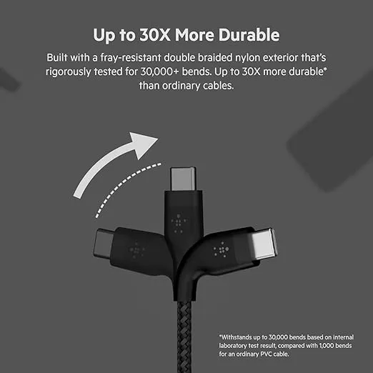 Belkin BoostCharge Pro Flex Braided USB-C to USB-A Cable (1M/3.3FT), Type C to A Cable USB-C USB-IF Certified Fast Charging Cable for iPhone 16 Series, iPad Pro, Galaxy S24, Note, Pixel & More - Black