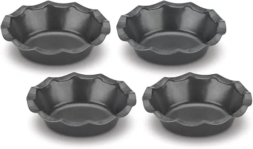 Cuisinart 4 Piece Fluted Tartlet Pan Set Mini-Metal-Bakeware, Steel Alloy