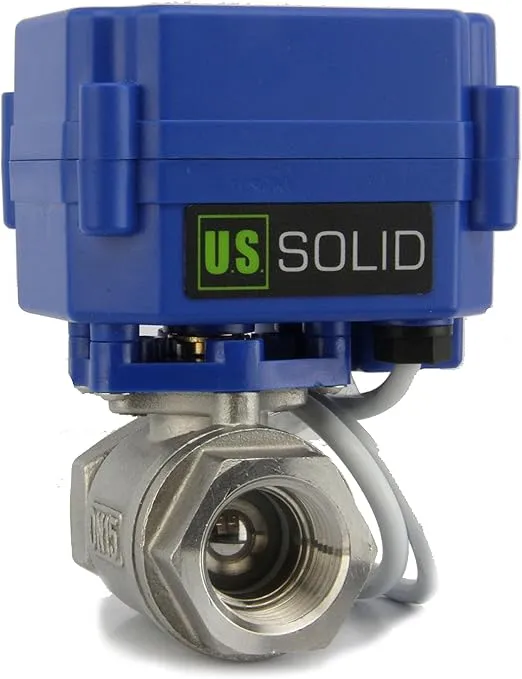 U.S. Solid - Motorized Ball Valve- 1/4 In Stainless Steel Ball Valve with Full Port, 9-24V DC and 2 Wire Reverse Polarity by U.S. Solid