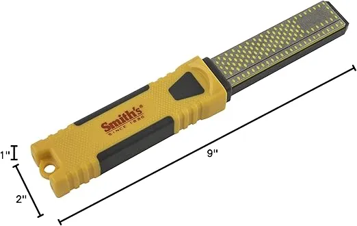 Smith's DCS4 4” Diamond Combination Sharpener - Double Sided Stone - Outdoor Field Knife Sharpener - Fish Hook & Pointed Tools Micro Sharpener - Lightweight, Compact, Handheld