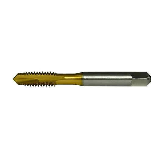 Vermont Tap & Die TN-3112 High-Speed Steel Ground Thread Spiral Point Tap, TiN Coated, Round With Flats, Plug Chamfer, 1/2"-13 Thread Size, H3 Pitch Diameter, 3 Flutes